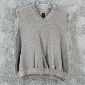 Nike Golf Sweater Vest Mens XL Tan Brown Striped Ribbed Pullover V-Neck Y2K VTG